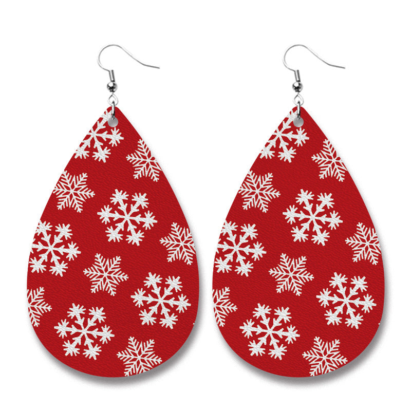 Wholesale 2 pairs/pack Christmas Elements Doctor Nurse Snowman Pencil Teacher Gift PU Leather Print Earrings